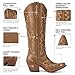 Rollda Cowboy Boots for Women, Knee High Cowgirl Boots, Womens Classic Western Boots Snip Toe, Tall Cowboy Boots Chunky Heel for Ladies Pull On