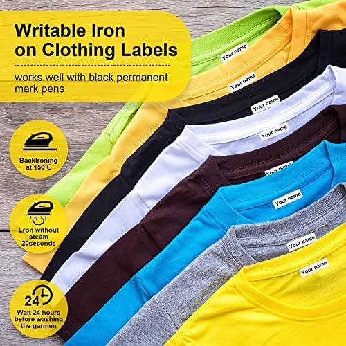 Writable Iron on Clothing Labels, Personalized Labels to Mark Clothes, Personalized Clothing Name Labels Tags with 2 Pieces Permanent Fabric Marker for School Camp Care Home (100 Pieces)