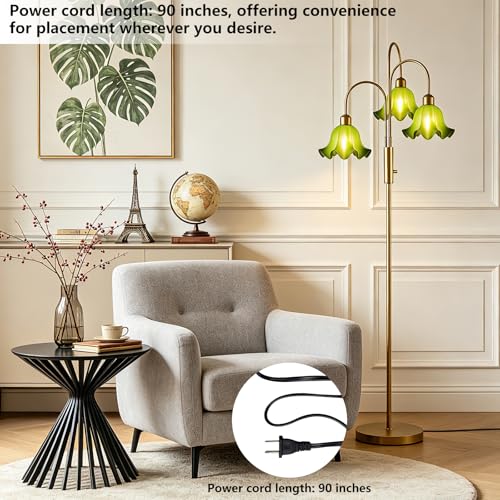 Image of Lightdot 70IN Flower Floor Lamp for Living Room, 3 Pole Dimmable Tree Floor Lamps with 3000K Bulb Included for Wedding /Party, Unique Floral Tall Lamp with 5Lbs Heavy Base for Bedroom /Sofa-Green