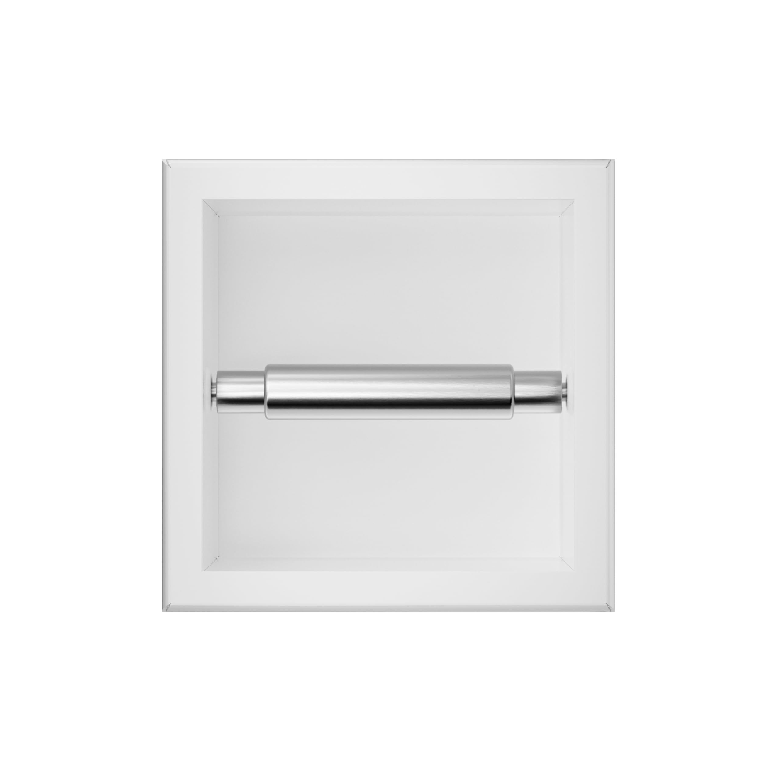 Porta Carta Igienica Acciaio Inossidabile Bianco, Porta Carta Igienica per Bagno, Installazione a Parete, 17,3x17,3x8,6cm, Installazione Ad Incasso, Dispenser Carta Wall-Box Paper 1 Bianco