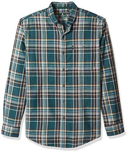 G.H. Bass & Co. Men's Madawaska Long Sleeve Button Down Plaid Shirt, Legacy Deep Teal Heather F2017, Small