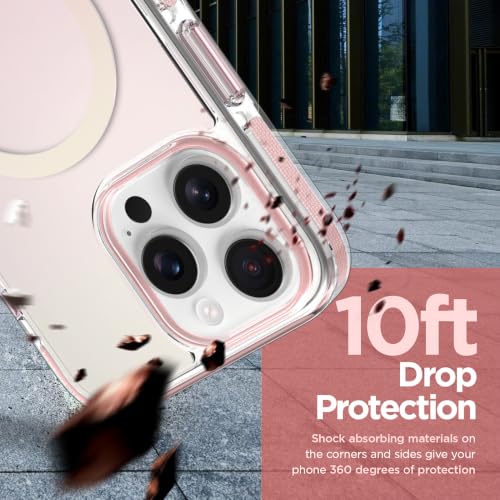 Image of Magnetic Case for iPhone 16 Pro Max [Compatible with Magsafe] [Anti-Yellowing] [1 Screen Protector] Slim Clear Iridescent Case for iPhone 16 Pro Max 6.9 inch 2024, Pink