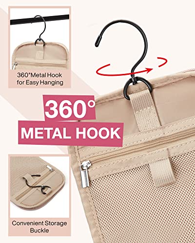 Image of Toiletry Bag, BAGSMART Travel Toiletry Organizer with hanging hook, Water-resistant Cosmetic Makeup Bag Travel Organizer for Shampoo, Full Sized Container, Toiletries, Baby Pink,