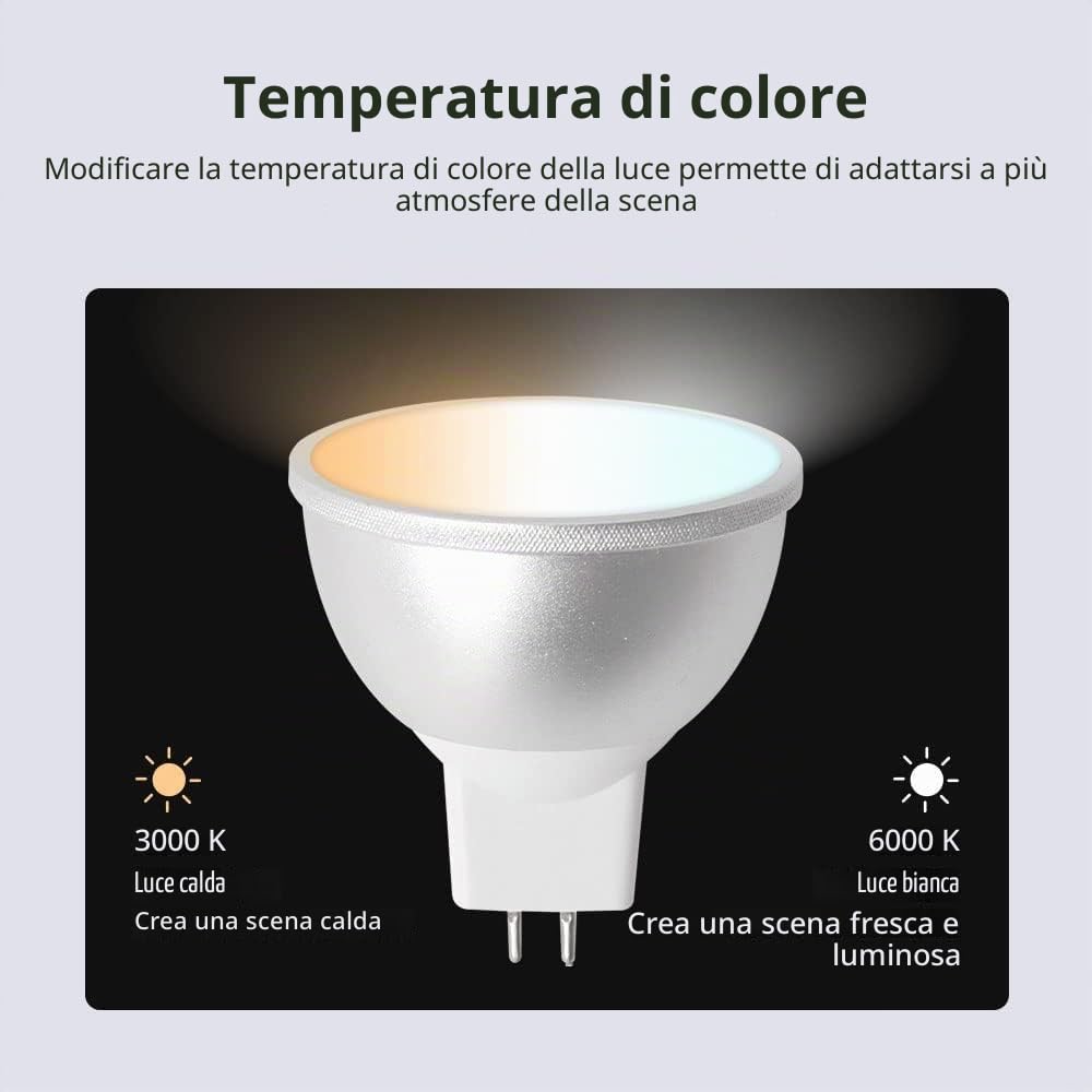 BENEXMART WiFi MR16 Tuya Lampadine a Led Intelligenti, 12V 5W RGBCW Dimmerabile Faretto GU5.3 Lampadina LED WiFi, Compatibile con Alexa Google Home Controllo Vocale (6)
