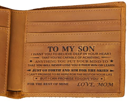 HUMERPAUL Son Gifts from Mom, Leather Bifold Wallets for Men, Wallet for Teen Boys, Gift for Son, Graduation Gifts, Wallet for Son from Mom, Mens Wallets2