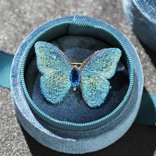 Image of Elegant Butterfly Wedding Brooch for Women Fashion Cubic Zirconia Corsage Unique Embroidery Party Elegant Insect Butterfly Lapel Pin for Suit Coat Jacket Sweater Accessories Gift Xmas Birthday