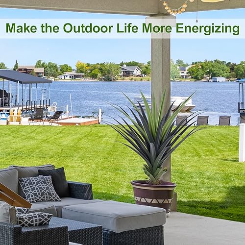 Künstliche Agave Groß 120cm, Klein Künstliche Pflanzen mit Stacheln, Kunstpflanze für Wohnzimmer Haus Büro Balkon Garten Veranda, Terrasse Innen und Außen Deko (1 Stück) – Bild 5