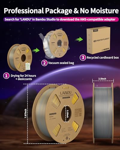 Image of LANDU Silk Tri-Color PLA Filament 1.75mm 1Kg,Triple Color Silk PLA Filament,Silk Rainbow PLA Filament,Neatly Wound 3D Printer Filament,3 in 1 Multi Color Filament + /-0.02mm, Silk Gold Silver Copper