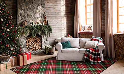 Brumlow Mills Christmas Plaid Washable Festive Print Holiday Area Rug For Living Or Dining Room, Bedroom Carpet And Kitchen Rug, 5'X8', Multicolor #TOP1