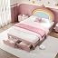 Pink With Adjustable Rainbow Headboard and Drawer