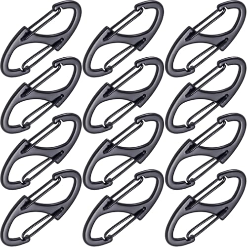 12 Pcs Zipper Clips Anti Theft Deterrent, Dual Opening Zippers Pull Replacement, Zipper Locks for Backpacks, Camping, Suitcases (Black)