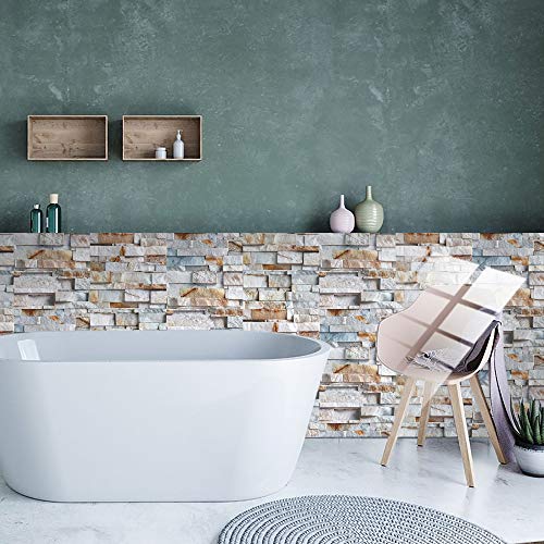 12 Pcs Moroccan Style Tile Sticker, 4X8 Inch(10X20Cm) Traditional Diy Murals, Tile Waterproof Oil Proof Removable Decals For Bathroom & Kitchen Backsplash 102 (Kit-033) #TOP5