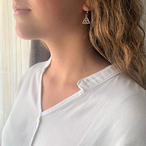 Pendientes-Nudo-Celta-Chapados-en-Platino-Aros-Mujer-con-Colgante-Nudo-Trinidad-Plata-Vieja-Amuleto-Protector-Perfecto-para-Regalo