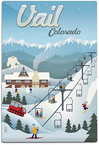 Vail, Colorado, Retro Ski Resort (6×9 Aluminum Art, Indoor Outdoor Metal Sign Decor)