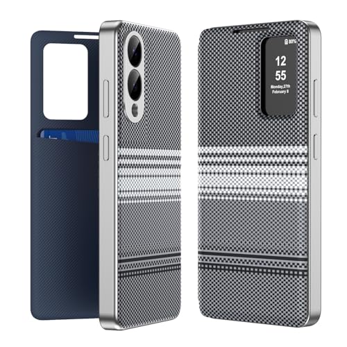 Coque Samsung S25 Edge BRAND SET en cuir noir avec étui flip à fenêtre