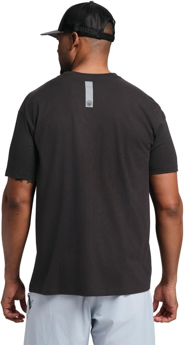 Beretta Men's Hardlines Casual Active Wear Crew Ribbed Neck Logo Pattern Double Needle Hems Regular Fit Short Sleeve T-Shirt - Image 4