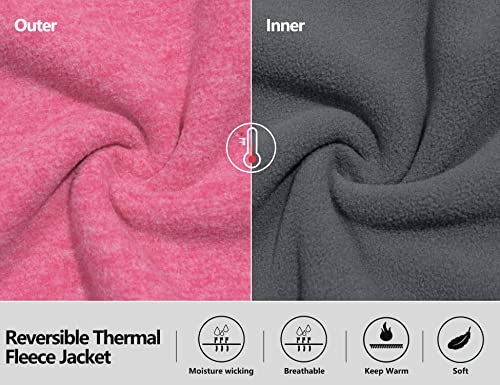 Little Donkey Andy Women's Double Thick Warm Fleece Reversible Jacket Hooded Thermal Winter Hiking Ski Travel Jacket Pink Heather Xs #TOP3
