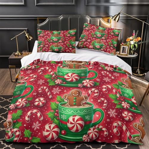 Housse de Couette de Noël 135x200 cadeau idéal lit simple microfibre douce