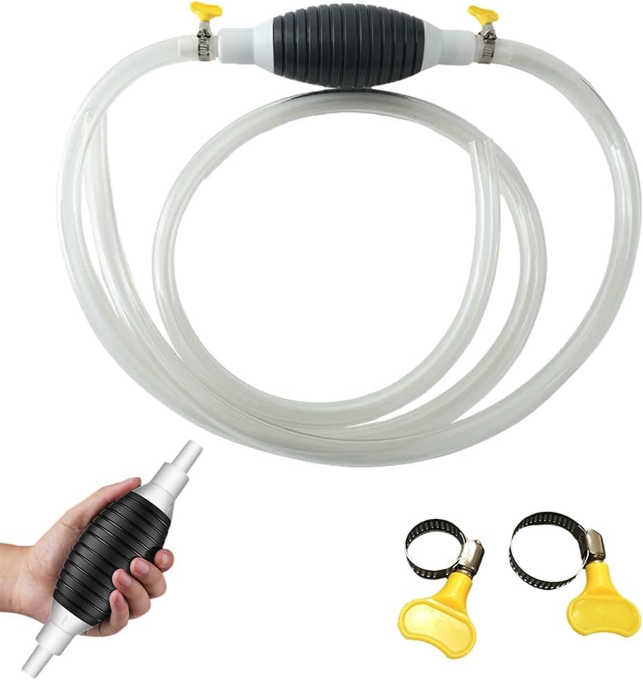 Multifunktions Flüssigkeitssauger, Manuelle Benzinpumpe mit Schlauch & Metallklemme, Hand Siphonpumpe für Benzin, Diesel, Öl, Wasser & Aquarium, Tragbare Umfüllpumpe für Auto & Haushalt (2M)