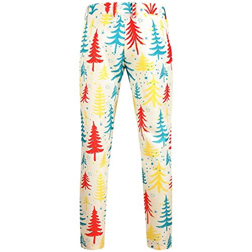 YHEGHT Terno masculino moda casual Natal neve estampado terno duas peças botão lapela manga longa ja