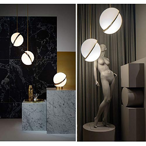 Chandelier globe à tête unique avec suspension ajustable en verre opale