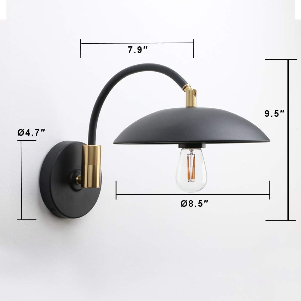 Lоwеѕt Prісе Pathson Adjustable Wall Sconce, Industrial Swing Arm Wall Lamp Hardwired with Metal Base, Retro Indoor Wall Light Fixtures Decor for Hallway Bedside Living Room