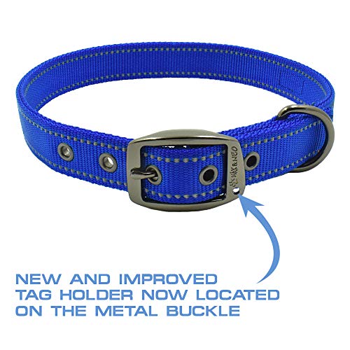 Max and Neo MAX Reflective Metal Buckle Dog Collar - We Donate a Collar to a Dog Rescue for Every Collar Sold (Medium, Blue)