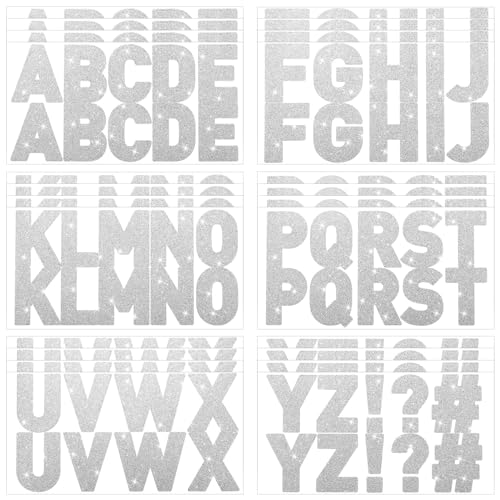 Image of Harloon 232 Pcs Large Glitter Letter Stickers 24 Sheets Classroom Bulletin Boards Decorations Big Font Alphabet Letter Self Adhesive Letters Stickers Back to School Decor DIY Craft(Silver,2.5 Inch)