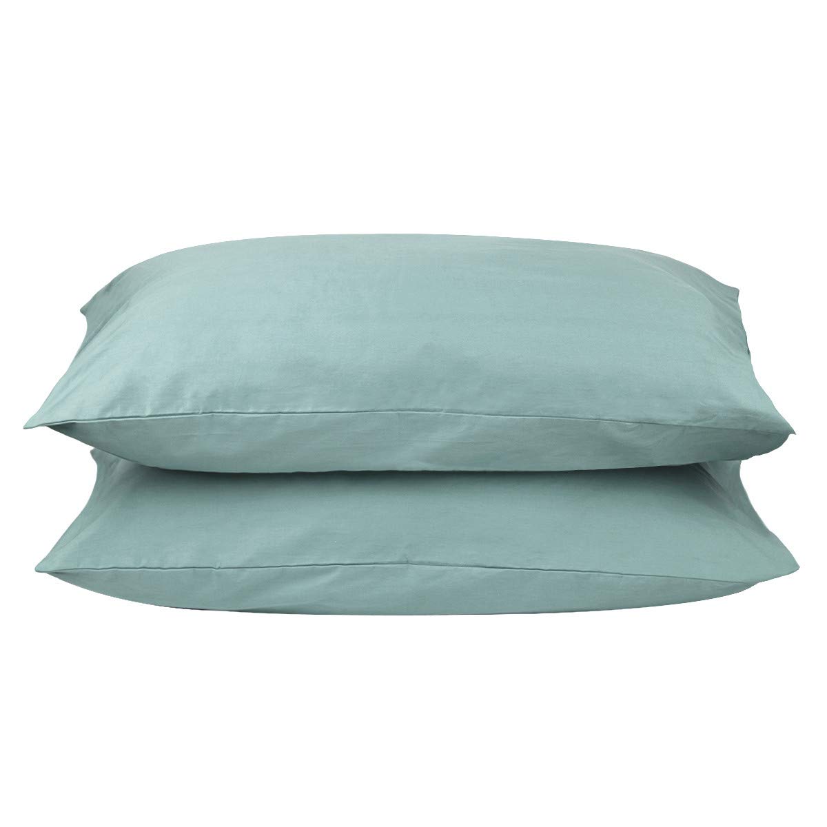 mookaitedecor 100% Cotton Ocean Green Pillow Cases 2 Pack, Queen Size Large Solid Colour Decorative Pillowcase Cushion Covers with Envelope Closure for Bedroom Sofa, 30 x 18 Inch/76 x 45 cm