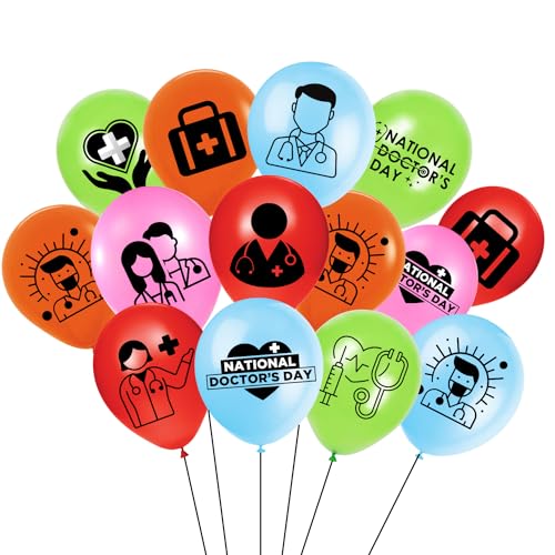 Image of HK balloons 30Pcs National Doctors' Day Printed Balloons Decoration Item Celebrations To Doctors Day Party Decoration Printed Multi Color Balloons Rubber