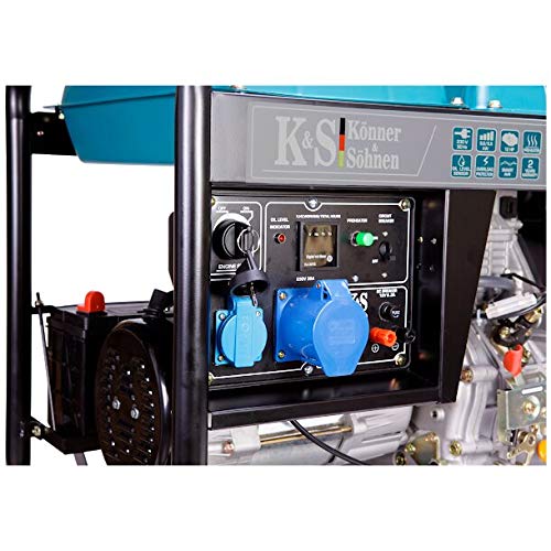Könner & Söhnen Diesel Generator KS 8100HDE – 14 PS, 230V, Mit E-Starter, Vorwärmer, LED-Anzeige, Für Notstrom & Baustelle