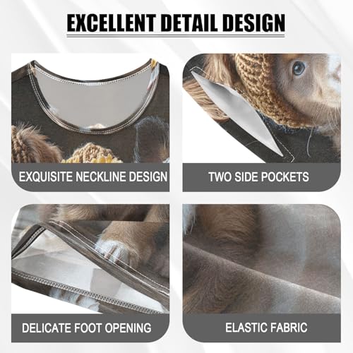 ALAZA Puppy Dog with Flower 3d Pajamas Set Short Sleeve Cotton Sleepwear Summer Pjs 2 Piece 5-14Y4