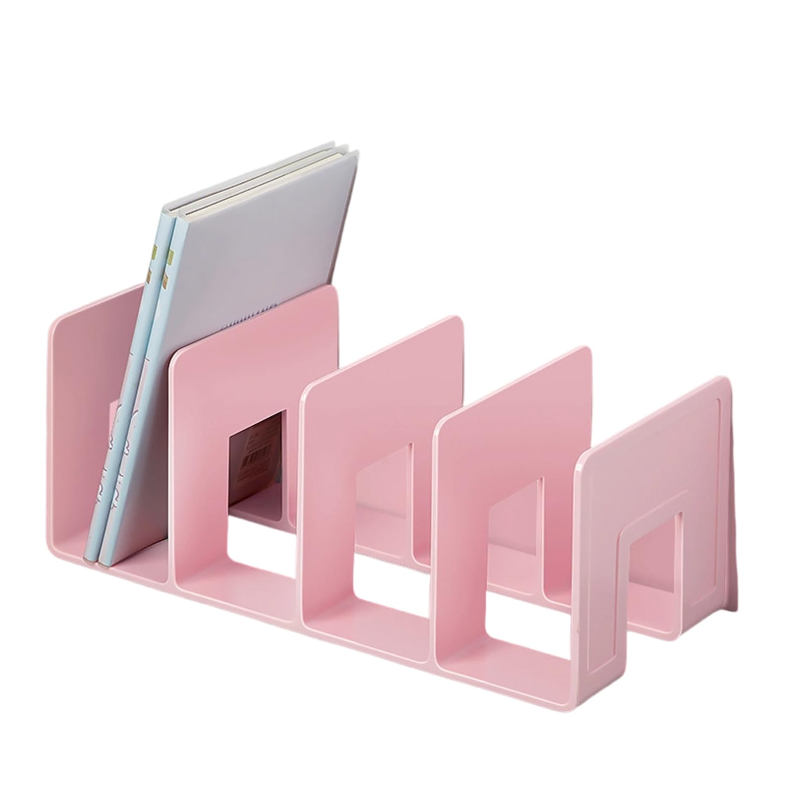 Bookend for Shelf 4 Section Book End Desktop Organiser Stoppers Magazine Stand 32x14.4x13cm Stackable Document Organiser for Desk