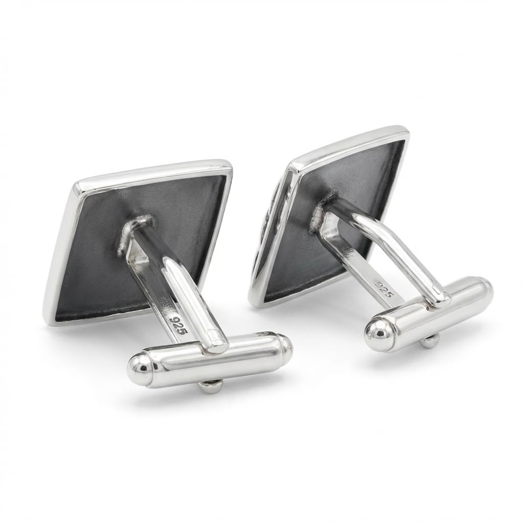 Alexander Castle 925 Sterlingsilber Oxidierte Keltische Manschettenknöpfe für Männer – Quadratische 15mm x 15mm Keltische Trinity-manschettenknöpfe mit Schmuck-geschenkbox