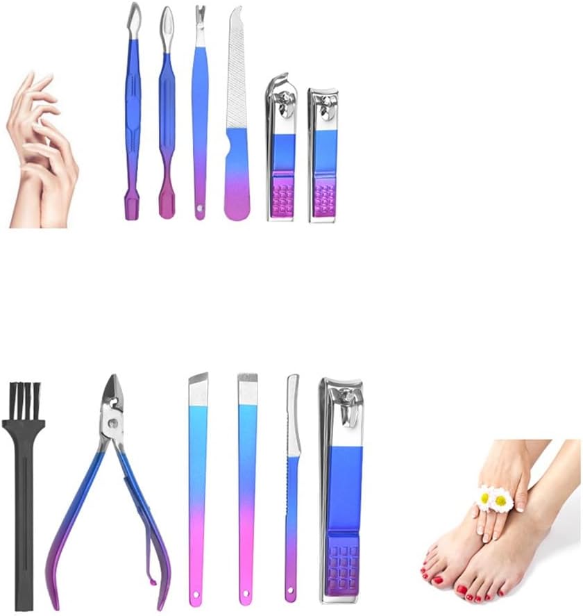 XSDIAQG 炭素鋼爪切り爪切りマニキュアセットホームペディキュアカッターカラフルなチタン爪切りセット