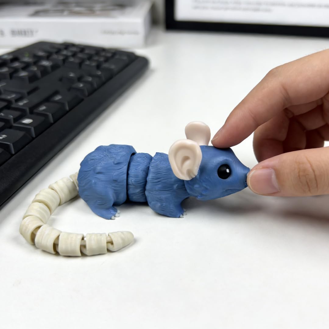 3D Printed Animals Mouse - Articulated Rat Toys, Flexible Animals Toy Statue, Movable Joints, Desk Home Office Decor, Ideal Birthday