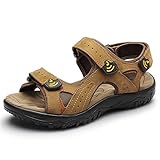 Duoduo Men's 1218 Suede Leather Summer Beach Sandals,Khaki,8.5D(M) US