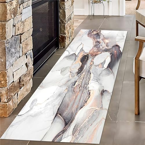 USHIRUG Abstract Marble Long Hallway Runner Rug, 1.3x7ft