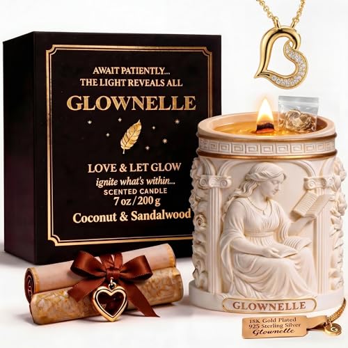 Jewelry Candle with Necklace Inside Gifts for Women Jewelry for Women Necklace Gift Set Coconut & Sandalwood Soy Candles Wood Wick Candle with Jewelry Birthday Anniversary Bridesmaid Mother