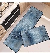 Tayney Blue Grey Kitchen Rugs and Mats Non Skid Washable Set of 2, Modern Kitchen Mats for Floor,...