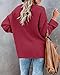 Saodimallsu Womens Oversized Sweaters Button Up V Neck Batwing Long Sleeve Chunky Loose Henley Tops Pullover Knit Jumper Wine Red