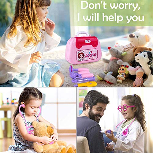 GINMIC Kids Doctor Play Kit, 22 Pieces Pretend Play Doctor Set with Roleplay Doctor Costume and Carry Case for Toddlers and Kids, Medical Dr Kit Toys - Thumbnail 4