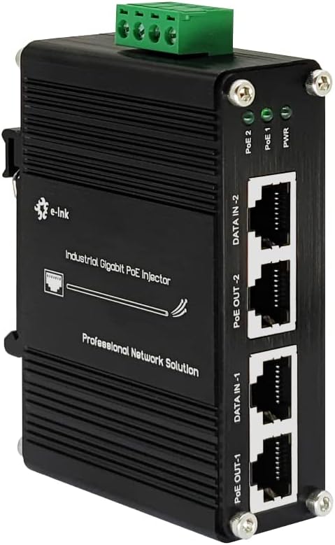 - Industrial 2 Ports PoE Injector, Hardened Gigabit 30W PoE+ Injector IEEE802.3 at POE Adapter POE Midspan Max 60W Single Port Power Over Ethernet with 12-48V DC Input DIN Rail Mount