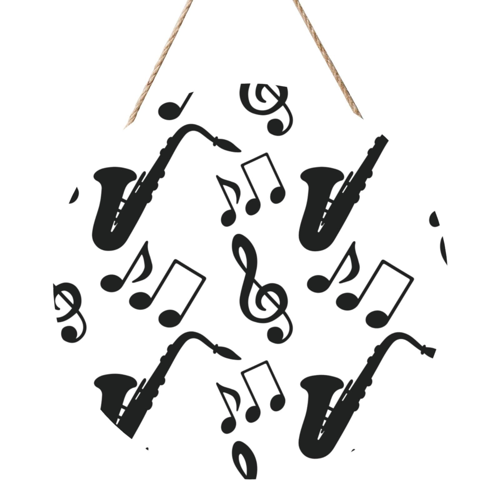 InOmak Musical Music Saxophone, Round Wood Panel Painting 12 in, Wall Hanging Painting For Home
