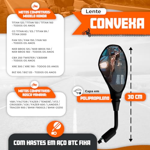 Par Retrovisor Modelo Gs 1250 F800 Haste Normal Fixa Compativel Titan Cg 160 Fan Star 150 160 125 Cb