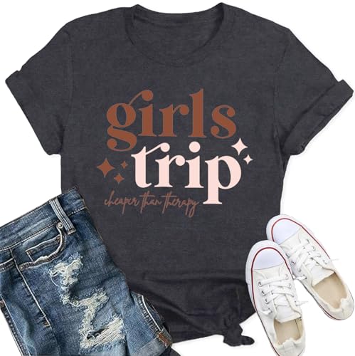 Qskall Girls Trip T Shirt for Women Trip Cheaper Than Therapy Shirts Vacation Tee Tops