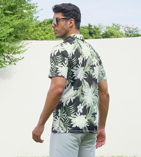 Alex Vando Mens Hawaiian Golf Shirt Moisture Wicking Digital Print Golf Shirts for Men