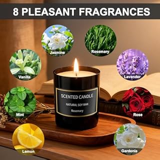 Bougies Parfumées Cadeau pour Femme, Lot de 8 Bougies D'Aromathérapie en Cire de Soja Parfumée Naturelle Jusqu'à 120 Heures de Combustion Cadeau pour Mariage Anniversaire Maman Fête des Mères
