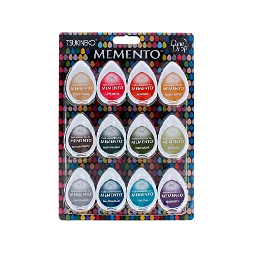 Tsukineko MD012300 Memento Dew Drops Fade Resistant 12-Piece Dye Inkpads Assortment, Snow Cones
