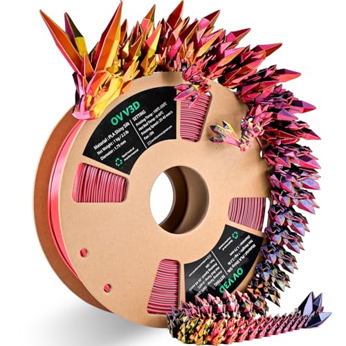 Image of OVV3D PLA Filament 1.75mm, 3D Printer Filament Silk PLA Filament, Tri-Color PLA Filament with Silk PLA Black Red Gold, 3D Printing Filament + /-0.02mm, 1kg /2.2lbs